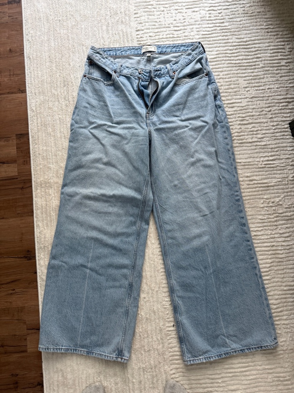 Abercrombie & Fitch Curve Love Light Blue Wide Leg Jeans